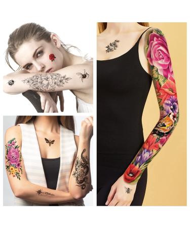 Temporary Tattoo Set - 55 Sheets Full & Half Arm, Flower, Butterfly, Lion, Wolf, Peacock Designs for Women Men, 30 Tiny Tattoos for Adult Kids - Buy Online on GoSupps.com