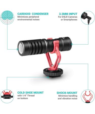 Movo VXR10 Universal Video Microphone with Lightning Dongle Adapter - Shock Mount, Deadcat Windscreen, Case - iPhone 14, 13, 12, 11, XS, XR, X, Pro Max & More - Buy Online on GoSupps.com