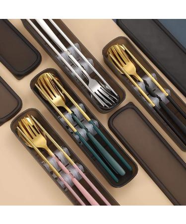 Stainless Steel Portable Tableware Student Travel to Work Spoon Chopsticks 3 Piece Set Silver - Buy Online on GoSupps.com