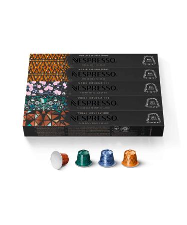 Nespresso Capsules OriginalLine, Morning Lungo Blends Variety Pack, Mild, Medium, and Dark Roast Coffee, 50 Count Espresso Coffee Pods, Brews 3.7 Ounce (ORIGINALLINE ONLY) - Buy Online on GoSupps.com