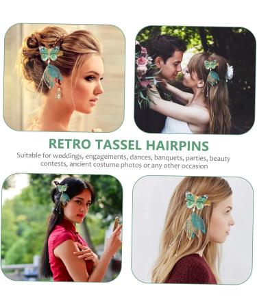 minkissy 3 Pairs Tulle Butterfly Hair Clip Tassel Hair Clips Hanfu Women's Metal Accessories - Buy Online on GoSupps.com