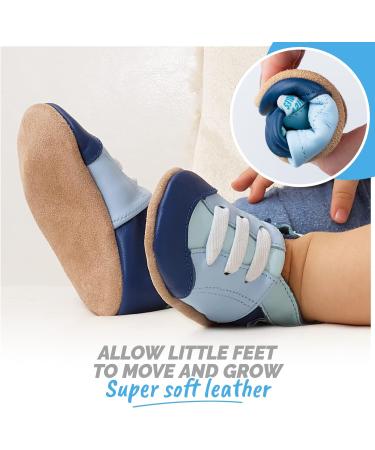 Blue Leather Baby Shoes | Soft Sole Toddler Shoes 2-3 Years | Unisex Baby Walking Tennis Shoes - Buy Online on GoSupps.com