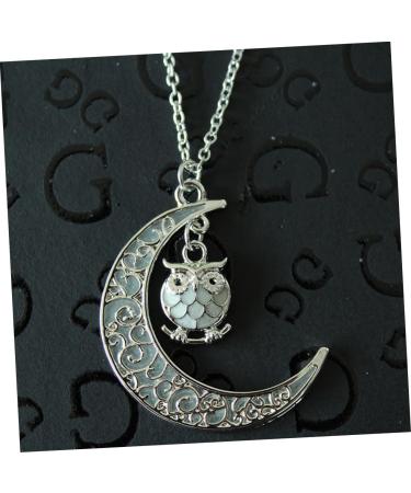 jojofuny Moon Necklace Moon Pendant Necklace Owl Pendant Necklace Owl European and American Decorate Light Blue 50*3.5cm - Buy Online on GoSupps.com