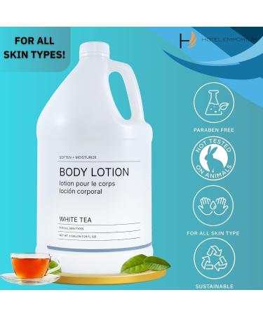 Hotel Emporium 1 Gallon Bulk Body Lotion Refill - Cruelty-Free White Tea Scent for Hotels Motels & Gyms - Essential Guest Bathroom Supplies - Buy Online on GoSupps.com
