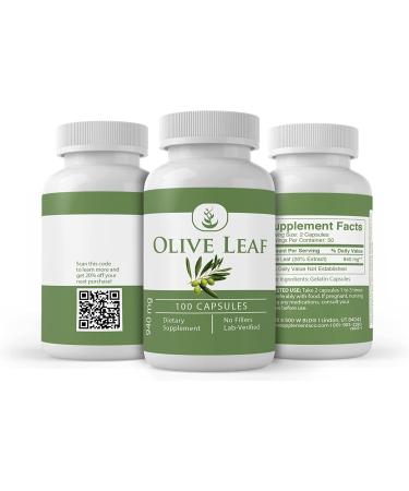 Pure Olive Leaf Capsules - 100 Count - Lab Verified - No Additives or Fillers - Buy Online on GoSupps.com
