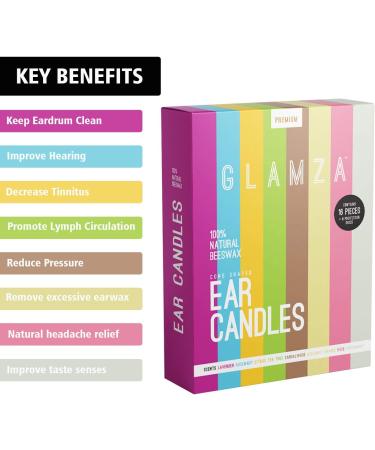 Organic Hopi Ear Candles for Blocked Ears - All Natural Ear Wax Remover - GLAMZA 100% Natural Beeswax Candle - 16 pcs (8 Pairs) with 8 Protective Disc Cones for Safe & Effective Ear Candling - Buy Online on GoSupps.com