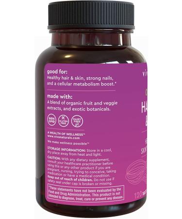 Viva Naturals Organic Hair Skin Nails Vitamins - Biotin 120 Tablets for Women - Buy Online on GoSupps.com