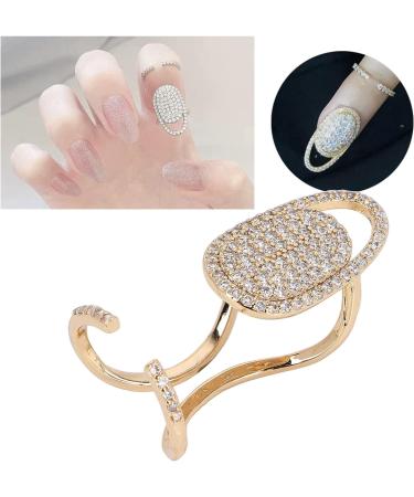 Nail nart Decoration Rhinestone Fingernail Rings Fingernail Ring Nail ring finger Decoration Nail Cover Rings Finger Decoration Rings for Parties Ring Jewelry Gift (Golden) - Buy Online on GoSupps.com