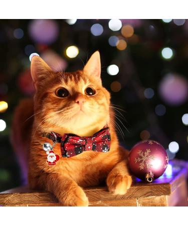 LLHK 4 Pack Christmas Cat Collars with Bow Tie and Bell | Adjustable for Girl Boy Cats | Breakaway Kitten Collar | Pet Supplies for Kitty Kitten Adult Cats - Buy Online on GoSupps.com