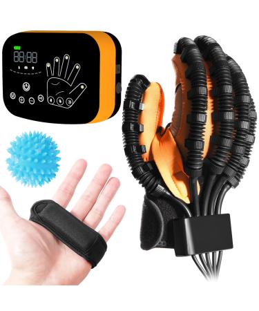 EMFOCU Rehabilitation Robot Gloves for Stroke Hemiplegia Patients Finger&Hand Recovery Trainer Equipment Rehab Hand Exerciser Aids Robotic Glove Right Hand-L-Orange
