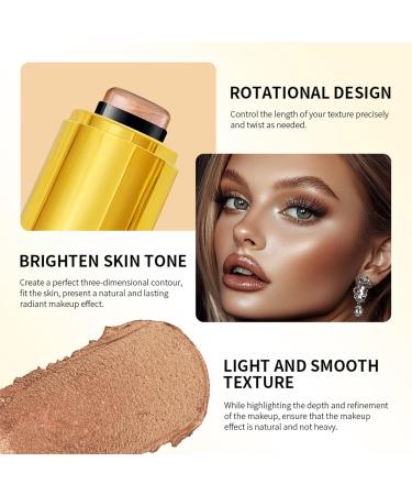Rotating Highlight Stick Pocket Blush Stick 3-in-1 Buildable Natural Pearlescent Blush Highlighter Contour Beauty Stick for Cheeks Eyes and Lips Non-Greasy Lasts All Day Easy to Use (2# 5.3g) - Buy Online on GoSupps.com
