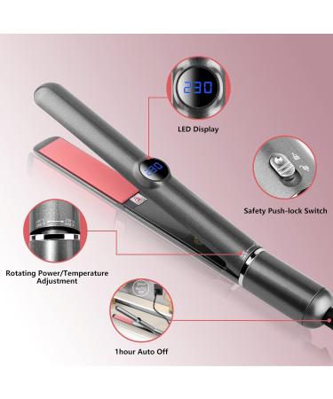 Flat Iron Hair Straightener & Curler 2 in 1 - Negative Ion Adjustable Temp for All Hair Types - Gray - Buy Online on GoSupps.com