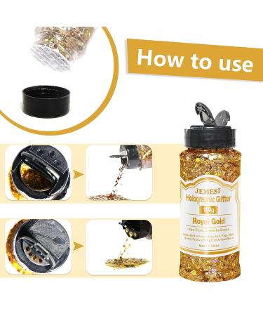 Buy HOLOGRAPHIC CHIC Chunky Glitter | 100g Gold Sequins for Crafts Resin Face Nail Art & Festivals - International Shipping Available - Buy Online on GoSupps.com