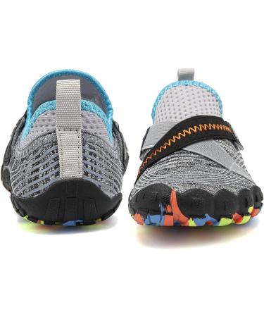 Kids Water Shoes - Lightweight Slip-On Aqua Sock for Boys & Girls - Comfort Sole for Easy Walking - Grey/Blue - Size 2 Big Kid - Buy Online on GoSupps.com