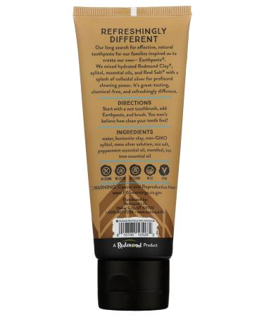 Redmond Earthpaste with Silver Natural Non-Fluoride Toothpaste Peppermint 4 Ounce (Pack of 1) - Buy Online on GoSupps.com