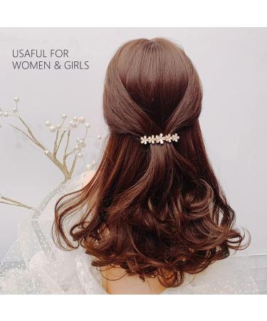 Antique Crystal Barrette Gold Flower Hair Clip | Elegant Jewelry Hair Accessory for Women | Bridal Wedding Gift - Buy Online on GoSupps.com