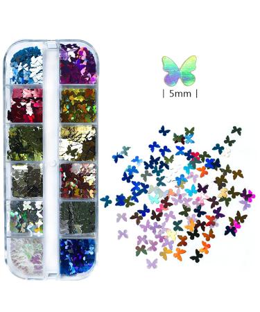 Butterfly Nail Art Glitter Sequin Kit - 2 Boxes with Tweezers for Stunning Manicure Decor | Fluorescent All-Tailed Design - Buy Online on GoSupps.com