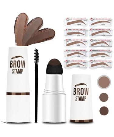 Eyebrow Stamp Stencil Kit  Included Waterproof Eyebrow Stamp and 12 Reusable Shaping Kit for Perfect Eyebrow Makeup  Long-Lasting Eyebrow Pomade for Women Girl  Cruelty-Free Soft Brown