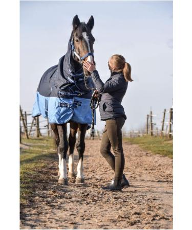 RL24 Weiddecke Full Neck Horse Blanket - 600D Nylon Waterproof Winter Feed Blanket in Blue/Baby Blue Size 125 cm (300g/m ) - Buy Online on GoSupps.com