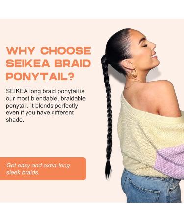 SEIKEA 34 Inch Long Braid Ponytail Extension - Soft Synthetic Hairpiece Wrap-Around Braid in Black Brown - 1PCS 180g for Natural Look - Buy Online on GoSupps.com