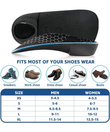 3/4 Orthotic Insoles for Plantar Fasciitis Relief - High Arch Support Shoe Inserts for Flat Feet & Heel Pain | Medium Size (Men 6.5-8.5 / Women 7.5-9.5) - International Shipping Available - Buy Online on GoSupps.com