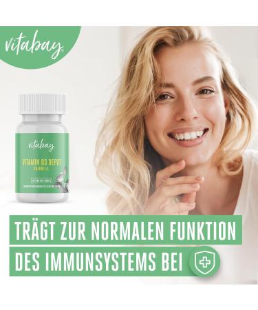 Vitabay Vitamin D3 Depot 20 000 I.E. - 365 Vegan Tablets - High Dose Vitamin D3 Capsules for Immune Support - Buy Online on GoSupps.com