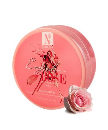 NUTRIGLOW Natural's English Rose Hydrating Gel With Rose Extract For Glowing Skin Deep Nourishment Upto 8 Hour Moisture Lock Repairs Skin Damage Calms skin All Skin Types 7.05 Oz