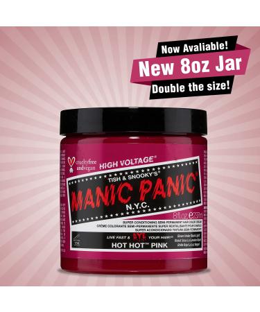 Manic Panic Hot Hot Pink Hair Dye - 8oz Semi-Permanent Color for Light & Dark Hair - Vegan & PPD-Free - Buy Online on GoSupps.com