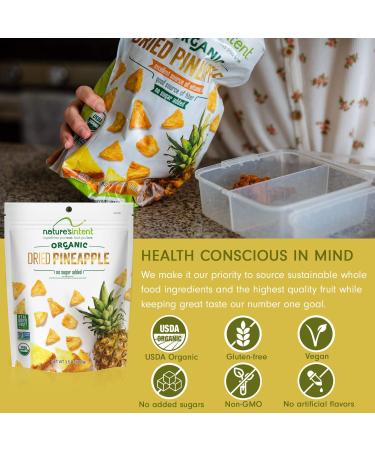Nature's Intent Organic Dried Pineapple - 4 Pack x 3.5 oz - Healthy Vegan Snack - USDA Organic, Non-GMO, Gluten-Free - Buy Online on GoSupps.com