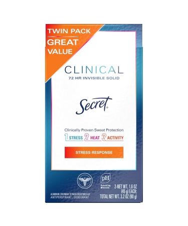 Buy Secret Clinical Strength Invisible Solid Antiperspirant for Women - Stress Response Twin Pack (3.2oz Total) - International Shipping Available - Buy Online on GoSupps.com