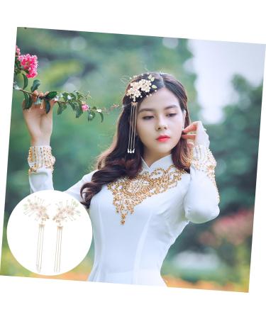 FRCOLOR 1 Pair Antique Hairpin Headdress Hair Charms Flower Hair Clips Prom Hair Accessories Hair Bows Hair Pin Wedding Hair Vintage Chinese Hair Clip Pearl Tiara Tassel Bride Walk Acrylic - Buy Online on GoSupps.com