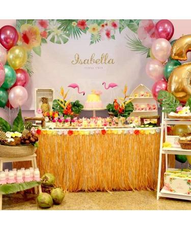 Fasezoomit Hawaiian Tropical Party Decorations Set - 55 Pieces with Table Skirt, Palm Leaves, Luau Flowers, Tissue Pineapple - Island Theme Party Decoration (Golden) - Buy Online on GoSupps.com