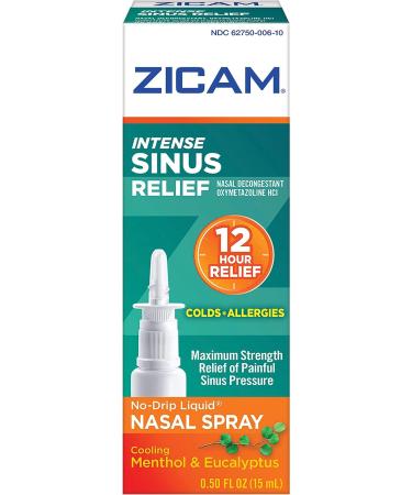 Zicam Intense Sinus Relief No-Drip Liquid Nasal Spray 0.50 fl oz - Fast, Effective Congestion Relief - Buy Online on GoSupps.com
