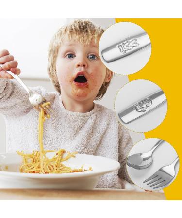 VGOODALL 12PCS Children Safe Forks and Spoons Set - Bunny and Puppy Motifs | Stainless Steel Toddler Utensils - Buy Online on GoSupps.com