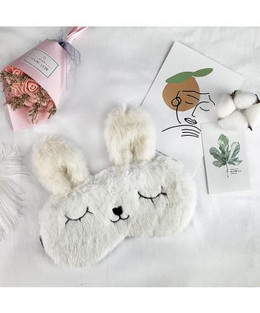 ULIFEMALL Cute Rabbit Sleeping Mask - Soft Plush Bunny Blindfold for Kids and Adults - Buy Online on GoSupps.com