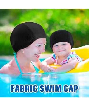 3 Pack Elastic Swimming Caps - Comfortable Non-Slip Unisex Fabric Caps for Women Men & Children - Black - Buy Online on GoSupps.com