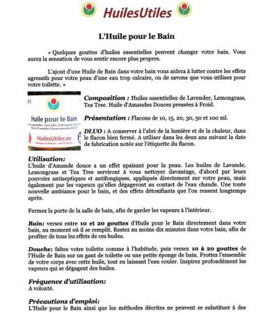 HuilesUtiles - L'Huile pour le Bain - 30 ml - Buy Online on GoSupps.com