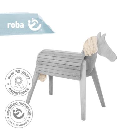 Roba Wooden Horse for Garden | Vaulting Horse with Mane & Tail | Solid Gray Play Horse for Gymnastics & Riding - Buy Online on GoSupps.com