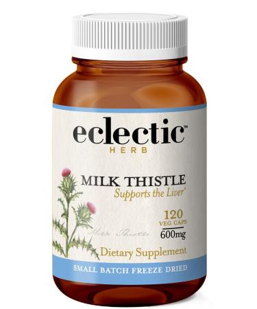 Eclectic Milk Thistle 600 Mg Fduv with Glass Blue 120 Count Blue 120 count (Pack of 1)
