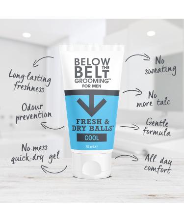 Below The Belt Grooming Fresh & Dry Ball Cool Ball Intimate Deodorant For Men Protects against Sweat Odour and Chafing Cool Mint Fragrance 2 x 75ml Cool Mint 75 ml (Pack of 2) - Buy Online on GoSupps.com