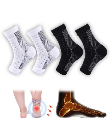 Ludcew 4 Pairs Neuropathy Socks  Foot Compression Sleeve For Pain  Anti Fatigue Compression Foot Sleeve Support Brace Socks(XXL) XX-Large