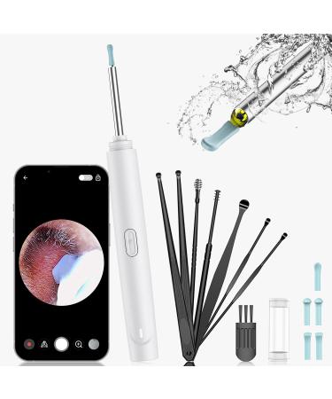 Earwax Removal Kit-Ear Cleaner with HD Camera and Light Visual Wireless Smart Ear Wax Removal Tool Earwax Remover with 8-Piece Earmuffs Otoscope for iPhone Ipad Android-White