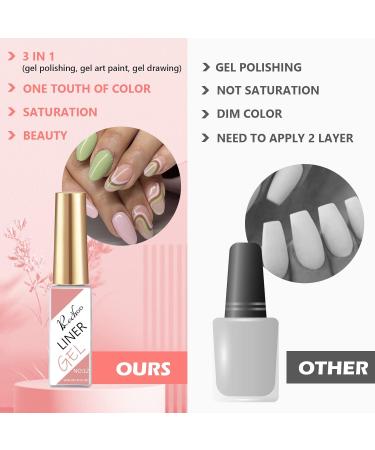 Rechoo Liner Gel Nail Polish Set - 24 Rainbow Colors for French Manicure & Nail Art | Soak-Off UV Gel Paint Kit for DIY Nail Salon at Home - Buy Online on GoSupps.com