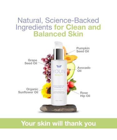 YOUN Beauty Makeup Remover Cleansing Oil 120ml - Hydrating Oil Cleanser by Dr. Anthony Youn | Grape Seed Sunflower & Rose Hip Oil | Ideal for All Skin Types - Shop Internationally - Buy Online on GoSupps.com