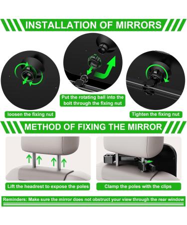 360 Rotatable Car Baby Mirror - Large Vision Back Seat Mirror with Metal Clip for Most Cars (25x16.5cm) - Buy Online on GoSupps.com