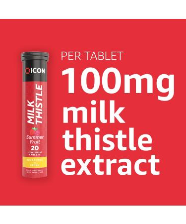Milk Thistle Effervescent Tablets - Summer Fruit Flavour Liver Health Formula with Silymarin - Vegan & Vegetarian - Sugar Free - High Strength - 20 Tablets - Buy Online on GoSupps.com