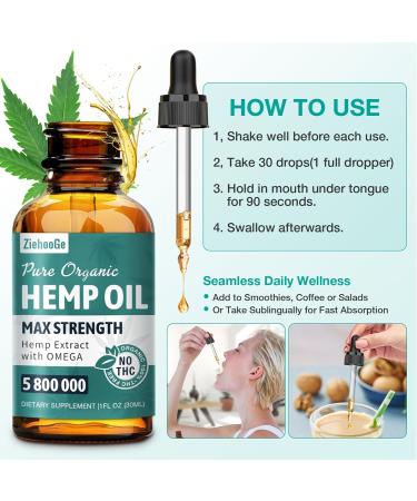 ziehooGe Hemp Oil Organic Extract - Maximum Strength 100% Natural Drops 2 Pack - Buy Online on GoSupps.com