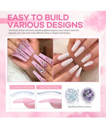 Modelones Poly Nail Gel Kit - 6 Colors with 48W Nail Lamp and Slip Solution - Rhinestone Glitter All In One DIY Manicure Starter Kit for Beginners - Buy Online on GoSupps.com