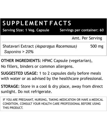 INLIFE Shatavari Extract 500 mg - Women's Wellness Supplement (60 Veg Capsules) | Saponins 20% - International Shipping Available - Buy Online on GoSupps.com