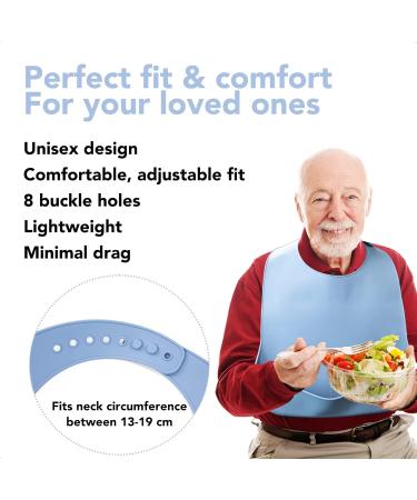 Adult Bibs Adjustable and Washable Silicone Clothes Protectors to Dining Bib with Crumb Catcher for Men/Women/Elderly(2 pcs) - Buy Online on GoSupps.com